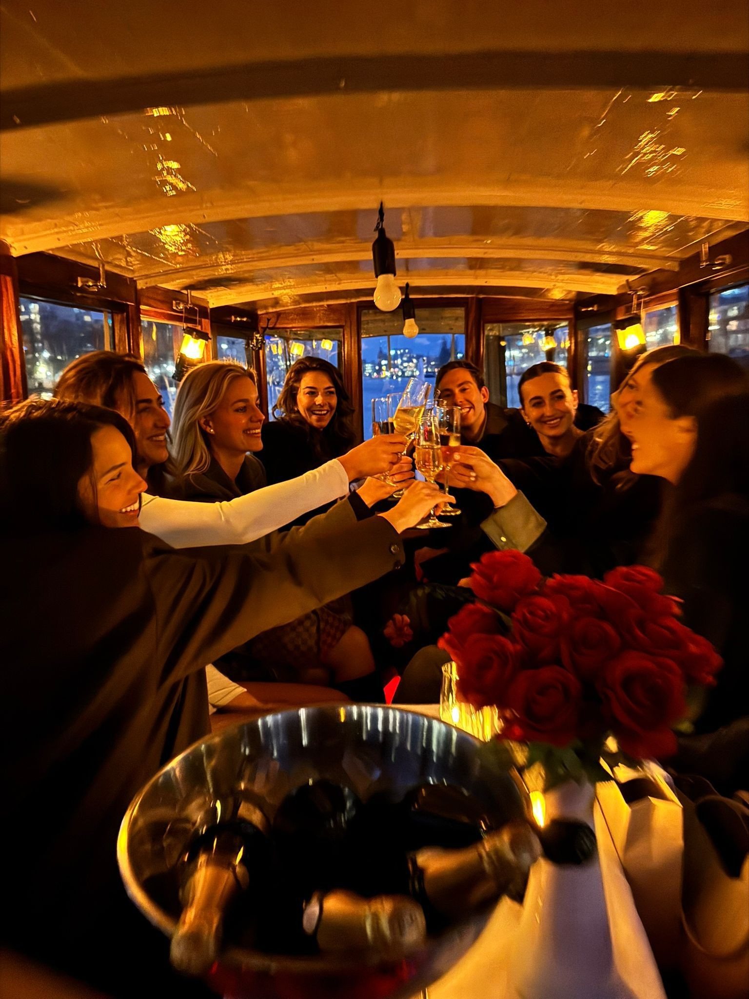 Private group enjoying an Amsterdam canal cruise